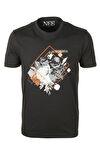 Erkek Tişört Bisiklet Yaka Siyah %100 Pamuk Slim Fit Baskılı T-shirt NCS JEANS 1194