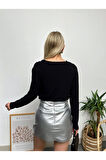 Kadın Siyah Uzun Kol Degaje Yaka Sandy Bluz