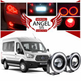 Ford Transit Tüm Modeller Uyumlu, Universal Mercekli Led Angel Sis Farı, 76mm Kırmızı Renk