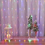 BUFFER® 1x2 Metre Dekoratif File Ağ Perde 192 LED 8 Animasyonlu Farklı Işık Modu RGB Fişli