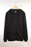Adam Boxes Fermuarlı Kapüşonlu Sweatshirt N-Halicarna - Siyah