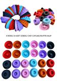 24'lü Yıkanabilir Yanmaz Mini Chef Göbekli Muffin Pişirme Kalıbı, Silikon Kek, Cupcake, Hamur7X3,5cm