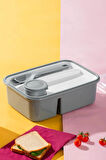 Lunch To Go Beslenme Kabı Bölmeli Sosluklu Plastik Beslenme Kutusu 920ml 40ml 14,5x20x7,4(H)cml Mavi