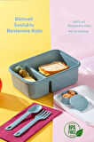 Lunch To Go Beslenme Kabı Bölmeli Sosluklu Plastik Beslenme Kutusu 920ml 40ml 14,5x20x7,4(H)cml Mavi