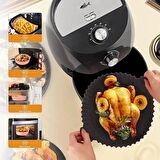 3 Parça Silikon Airfryer SİYAH Pişirme Kabı Yonca, Muffin, Iki Bölmeli Fırın, Hava Fritözü HH