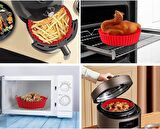 3 Parça Silikon Airfryer SİYAH Pişirme Kabı Yonca, Muffin, Iki Bölmeli Fırın, Hava Fritözü HH