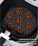 4 Parça Silikon Mutfak Seti Fırın Tutacak Airfryer Muffin Bölmeli Kalıp HH