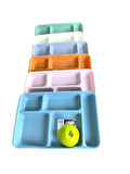 6 Adet Tabldot 5 Bölmeli Lüks Plastik Piknik Yemek Servis Tabağı, 6 Renk Tablot 21x31x3,3(h) cm