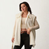 Kadın Büyük Beden Fermuarlı Welsoft Peluş Kolsuz Yelek