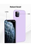 iPhone 11 Pro Max Uyumlu içi Kadife Lansman Silikon Kılıf Full Koruma Sağlayan Kılıf Lila Renk