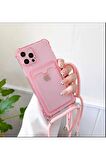 Iphone 11 Pro Max Şeffaf Kartlıklı Boyun Askılı Ipli Kılıf