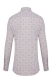 Slim Fit Baskılı Uzun Kol Keten Gömlek