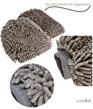 Ultra Yumuşak Mikrofiber Yıkama Eldiveni - Çift Yönlü Makarna Gri 1 Adet