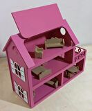 boyalı ahşap çatısı açılır barbie evi, mobilya seti hediyemizdir