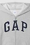 Relaxed Logo Fermuarlı Erkek Çocuk Gri Sweatshirt