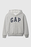 Relaxed Logo Fermuarlı Erkek Çocuk Gri Sweatshirt