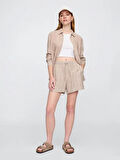 GAP 713422002 V-Linen 4 In Easy Po Stripe Kadın Şort