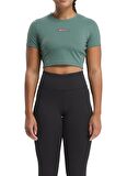 Reebok 100076117 LUX BOLD CROP TEE Yeşil Yuvarlak Yaka Kadın T-Shirt
