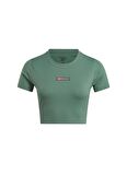 Reebok 100076117 LUX BOLD CROP TEE Yeşil Yuvarlak Yaka Kadın T-Shirt