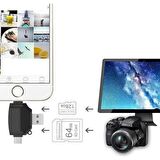 Daytona HC06 Lightning USB Type-C Micro To Sd Tf Kart Okuyucu Çevirici Hub Adapter