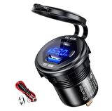 12-24volt Araç/tekne/motosiklet (quick)hızlı Şarj Voltmetre Usb/Type-C Port Mavi ışık