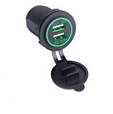 Çift Portlu Usb Şarj Araba Motosiklet Tekne Karavan Yeşil Işık Renk