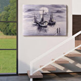 Harita Sepeti Venedik İtalya Yelkenli Limanı Yağlı Boya Görünümlü Tablo-1200