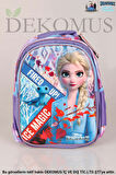 DEKOMUS LİSANSLI ELSA FROZEN "OKUL ÇANTASI VE BESLENME ÇANTASI,BESLENME KABI VE 500 ML TRITAN MATARA OKUL SETİ 