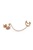 Kuğu Motifli 925 Ayar Gümüş Zincirli Kıkırdak Küpe - K034401