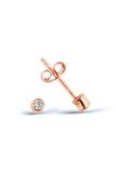 925 Ayar Gümüş Rose Mini Zirkon Tektaş Küpe - K037601