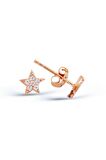 Zirkon Taşlı 925 Ayar Gümüş Rose Yıldız Küpe - K038401