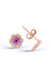 Zirkon Taşlı 925 Ayar Gümüş Çiçek Küpe - K039001