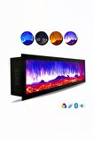 Elektrikli Dekoratif Yapay Şömine Bluetooht Sabit Çıtırtı 120x40X18 Cm