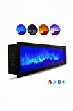 Elektrikli Dekoratif Yapay Şömine Bluetooht Sabit Çıtırtı 120x40X18 Cm