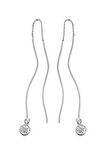 Zirkon Taşlı 925 Ayar Gümüş Zincirli Telli Tasarım Küpe - K040501