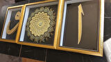  ELİF & VAV & 60 X 60 GOLD ESMAÜL HÜSNA RÖLYEF TABLO SETİ