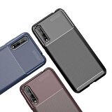 Smcase Huawei P Smart S Kılıf Negro Karbon Silikon  Nano Ekran Koruyucu