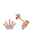 Taç Motifli 925 Ayar Gümüş Rose Küpe - K068201