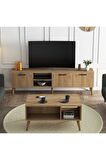 Mezza Set 1587-2076 Exxen 180 Cm Tv Ünitesi + Exxen Orta Sehpa - Sepet Rengi