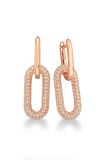 925 Ayar Gümüş Monaco Stili Rose Link Küpe - K096701