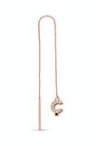 Ç Harfi 925 Ayar Gümüş Rose Tek Zincir Küpe - K099101
