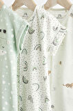 Next Baby % 100 Pamuklu Nane Yeşili Zürafa Desenli 3’lü Romper Set