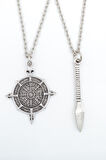 2'li Viking Pusula - Mızrak Gümüş Kaplama Kolye Seti
