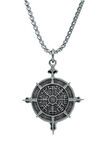 Viking Vegvisir Pusula  Örme Zincir Kolye - Gümüş Kaplama - Erkek Kadın Kolye - No:1455