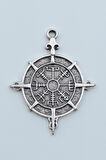 Viking Vegvisir Pusula  Gümüş Kaplama Kolye Ucu