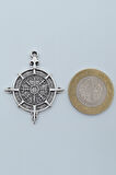 Viking Vegvisir Pusula  Gümüş Kaplama Kolye Ucu
