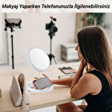 LED Işıklı 10x Büyüteçli Katlanabilir Çift Taraflı Seyahat Makyaj Aynası USB Şarjlı