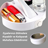 LED Işıklı 10x Büyüteçli Katlanabilir Çift Taraflı Seyahat Makyaj Aynası USB Şarjlı