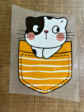 17X13 CM ÜTÜ İLE YAPIŞAN KEDİ TRANSFER BASKI KEDİ TİŞÖRT BASKI ARMA