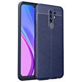 Smcase Xiaomi Redmi 9 Kılıf Deri Dokulu Silikon  Nano Ekran Koruyucu